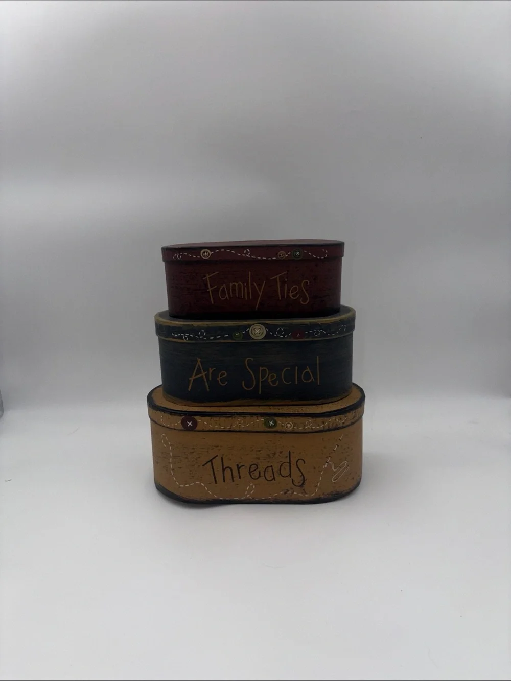 Stacked Decorative Storage Boxes - Family Ties Threads Are Special - Multi-Color